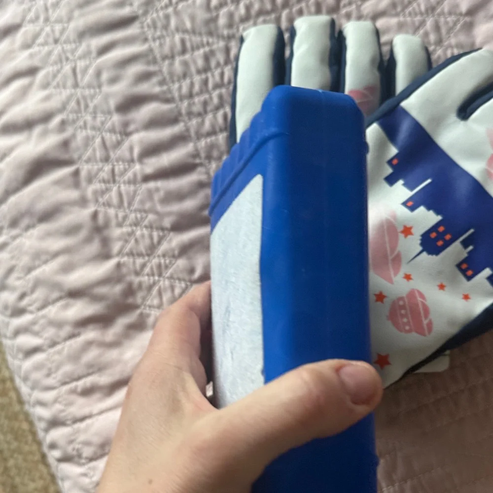White and Blue Cityscape Gloves